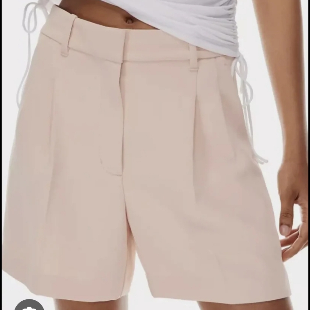Aritzia Blush Tailored High-Waist Bermuda Shorts